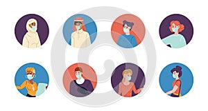 People wearing protective facial mask avatar set