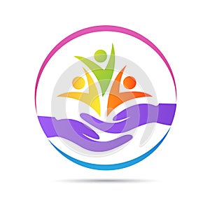 People wellness senior woman children charity orphanage health care logo