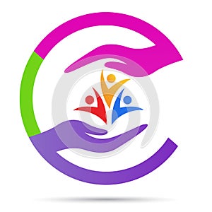 People wellness senior woman children kids charity orphanage health care logo