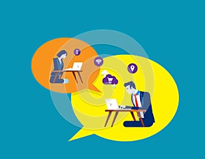 People who communicate on the internet, Graphic design vector illustration.Concept business flat character, Communication