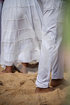 People who are members of Candomble are seen on Rio Vermelho beach paying homage to Iemanja, in the city of Salvador, Bahia