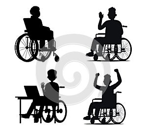 People who wheelchairs silhouette