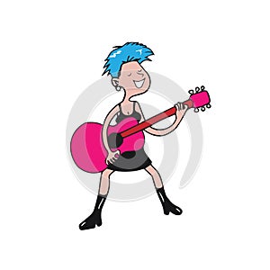 People woman playing guitar punk