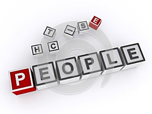 people word block on white