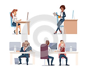 People Work in Office. Vector Illustration.