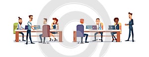 People Work in Office. Vector Illustration.