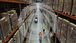 People Work in Product Distribution in Logistics Center Inside