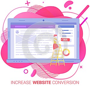 People work on website development. Seo optimization, increase webpage for online sales conversion