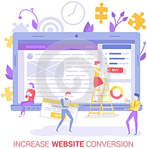 People work on website development. Seo optimization, increase webpage for online sales conversion