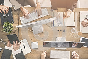 People working around a table