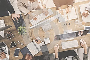 People working around a table