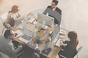 People working around a table