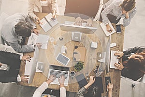 People working around a table