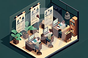 People working in busy office