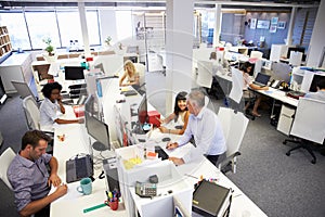 People working in a busy office