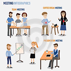 People working in the co-working space infographics elements.illustrator EPS10.