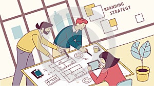 People Working on Computers, Collaborating in an Office Setting, vector design Generative AI