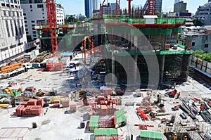 People working on Construction Site at Bangkok Thailand