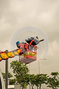 People is working on crane