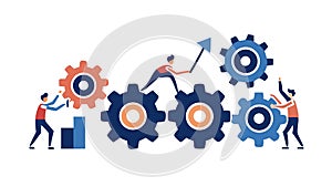 People Working with Gears, Teamwork and Collaborative Process Icon, vector design Generative AI