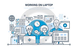 People working on laptop, for business analysis, planning, training, education.