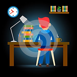 People working late, overtime, hardworking vector design