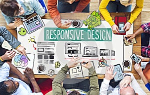 People Working and Responsive Design Concepts