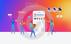 people working with social media app icons