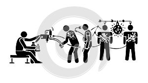 People Working Together on Network Devices, Collaboration, vector design Generative AI