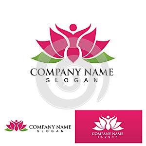 People yoga health in lotus flower logo