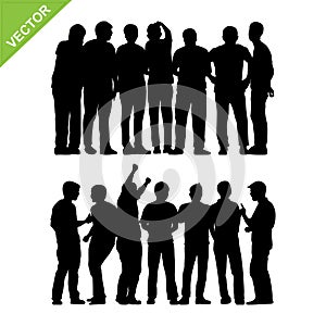 Peoples group silhouettes vector