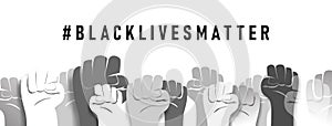 Peoples Raised Fist Air Fighting. Feminism Symbol. Black Lives Matter. Fight for The Rights and Equality