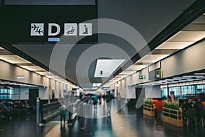 Peoples walking in Vienna airport terminal