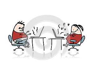 Peoples working at office, cartoon for your design