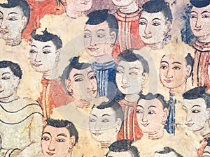 Pepole painting on the interior wall in Wat Pha-singha Temple. T