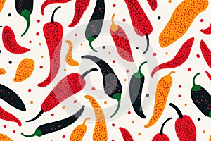 Pepper. Colorful cute screen printing effect. Riso print effect