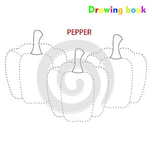 Pepper coloring and drawing book vegetable design illustration