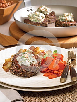 Pepper crusted beef tenderloin