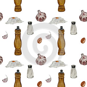 Pepper salt shaker flour egg watercolor pattern