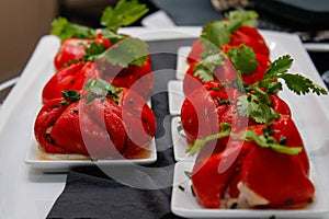 Pepper tapas with cheese