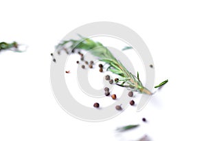 pepperand rosemary for cooking isolated on white background