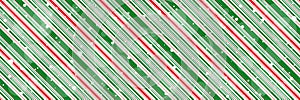 Peppermint candy cane Christmas background with diagonal stripes and shiny snowflakes print seamless pattern
