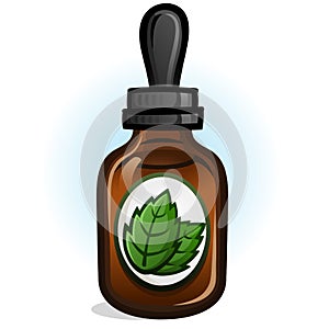 Peppermint Essential Oil Vector Illustration