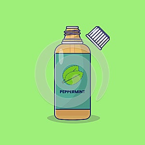 Peppermint Oil Vector Icon Illustration. Essential Oil. Aromatherapy. Flat Cartoon Style Suitable for Web, Landing Page, Banner,