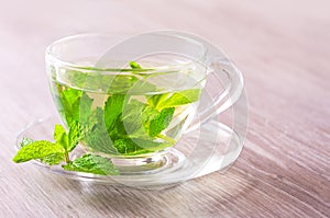 Peppermint tea on a table