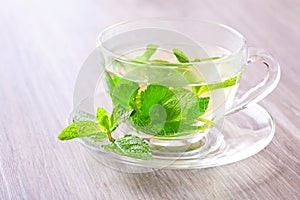 Peppermint tea on a table