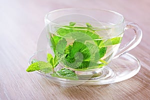Peppermint tea on a table