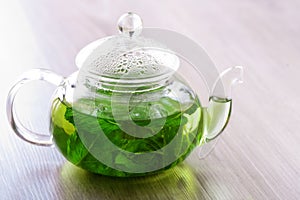 Peppermint tea on a table