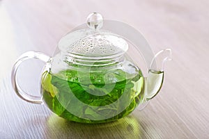 Peppermint tea on a table