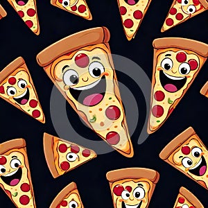 Pepperoni cheese pizza slice fast food happy face